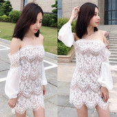 Κομψό δαντελωτό γυναικείο φόρεμα σε δύο χρώματα