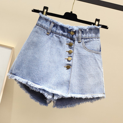 Szoknya-nadrág két színben, magas derékkal és gombokkal