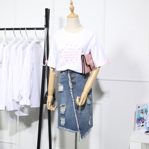 Aktuális női aszimmetrikus farmerszoknya kék színben