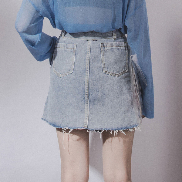 Γυναικεία μοντέρνα σύγχρονη τζην ασύμμετρη φούστα