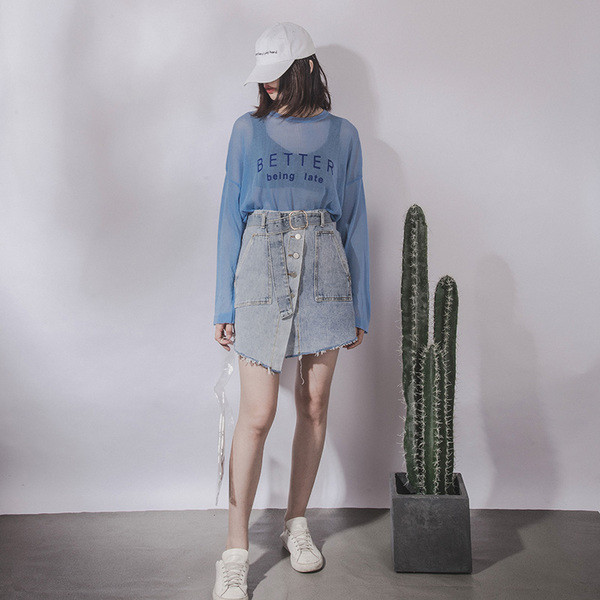 Γυναικεία μοντέρνα σύγχρονη τζην ασύμμετρη φούστα