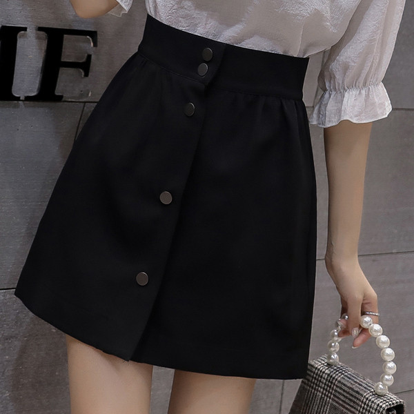 Stílusos női szoknya két színben, magas derékkal és zsebekkel