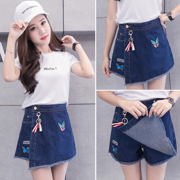 Szoknya-nadrág két színben, rátéttel