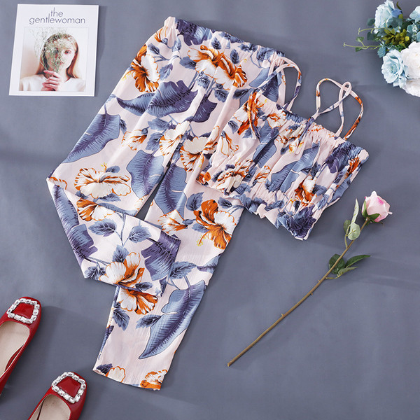 Set femei din două părți cu motive florale - trei culori