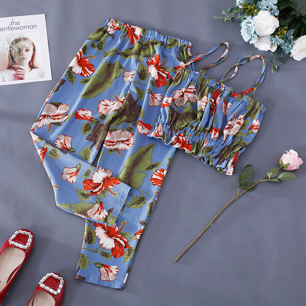 Set femei din două părți cu motive florale - trei culori