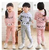 Modern gyerekcsapat lányoknak két részben rózsaszín és szürke színben