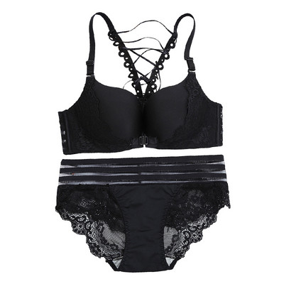 Μοντέρνο γυναικείο σύνολο  με δαντέλα σε ροζ, μαύρο και καφέ χρώμα