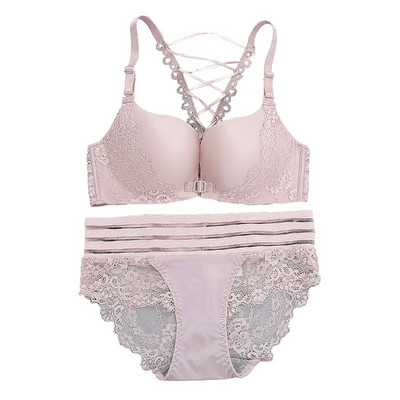 Μοντέρνο γυναικείο σύνολο  με δαντέλα σε ροζ, μαύρο και καφέ χρώμα