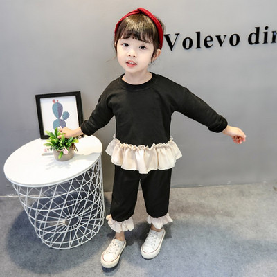 Νέο μοντέρνο παιδικό σύνολο δύο τεμαχίων σε μαύρο και ροζ χρώμα