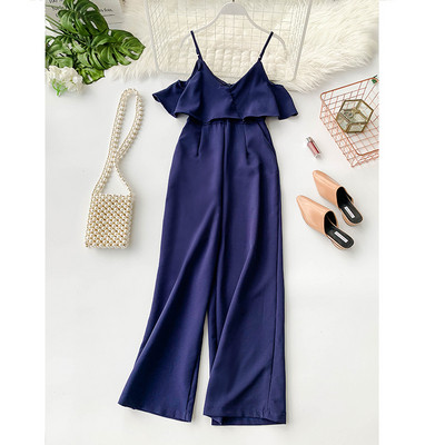 Női overall vékony pántokkal, kék és piros színben