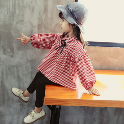 Μοντέρνο παιδικό σετ για κορίτσια που περιλαμβάνει ένα πουκάμισο και παντελόνι σε δύο χρώματα