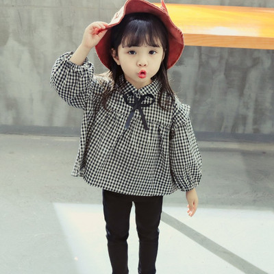 Μοντέρνο παιδικό σετ για κορίτσια που περιλαμβάνει ένα πουκάμισο και παντελόνι σε δύο χρώματα