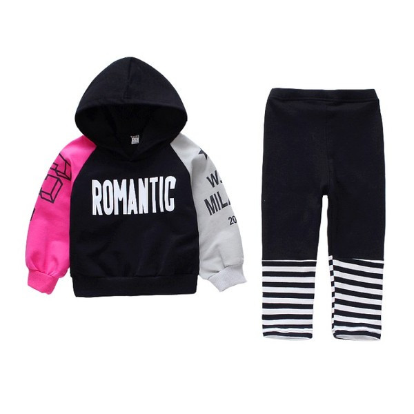 Kétrészes sport-napi gyerekcsapat lányoknak színes elemekkel