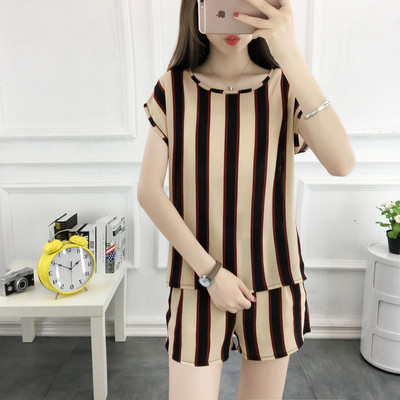 Két részből álló női csíkos szett három színben