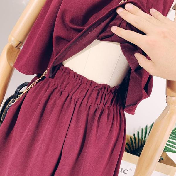 Két részből álló széles modell női szett négy színben