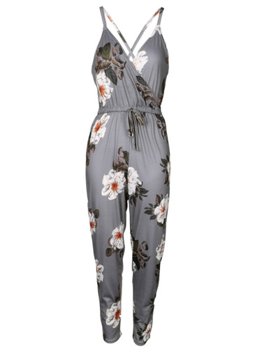 Stílusos női overall vékony szürke pánttal