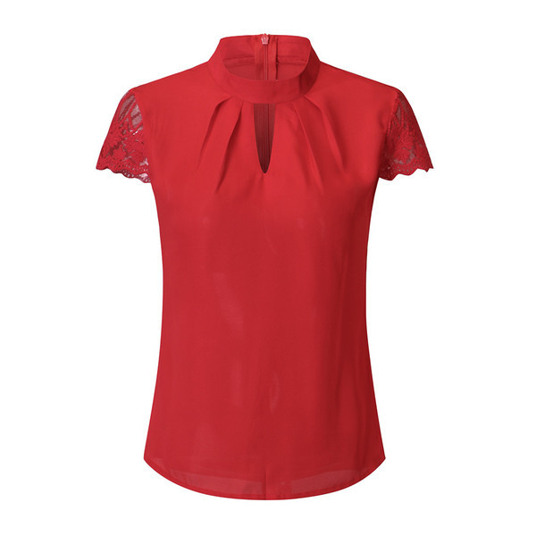 Κομψή γυναικεία μπλούζα με δαντέλα στα μανίκια σε διάφορα χρώματα