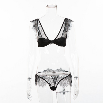 Stílusos női csipkekészlet fekete-fehér színben