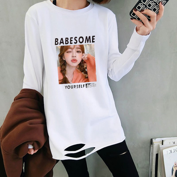 Γυναικεία καθημερινή μπλούζα με μακριά μανίκια και εκτύπωση