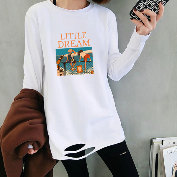 Γυναικεία καθημερινή μπλούζα με μακριά μανίκια και εκτύπωση