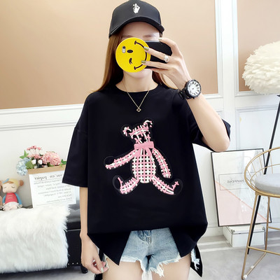 Μοντέρνα γυναικεία μπλούζα σε δύο χρώματα με εφαρμογές και κορδέλα