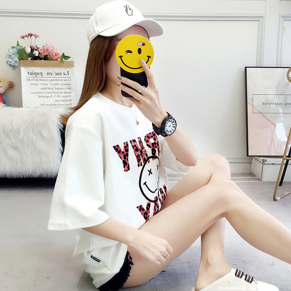 Hétköznapi női póló, rövid ujjú és nyomott két színben