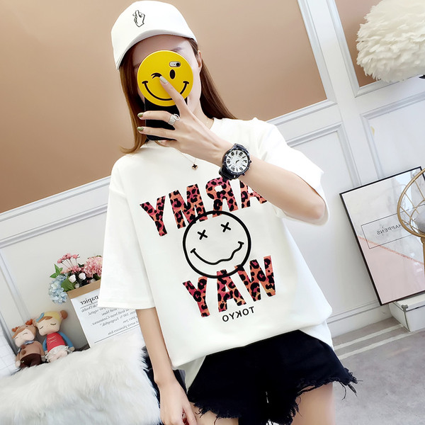 Hétköznapi női póló, rövid ujjú és nyomott két színben