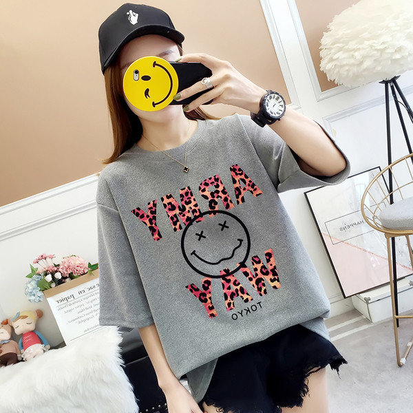 Hétköznapi női póló, rövid ujjú és nyomott két színben