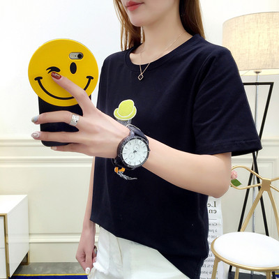 Κομψή γυναικεία μπλούζα με κοντό μανίκι και κεντήματα σε διάφορα χρώματα