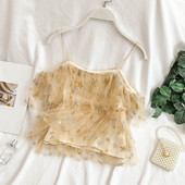 Női felső, vékony pántokkal, rózsaszín és sárga színben