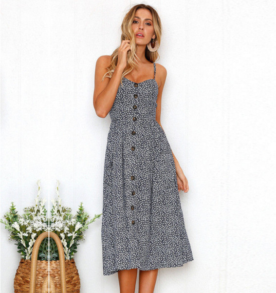 Καθημερινό γυναικείο φόρεμα μοτίβα με φυτικά μοτίβα σε διάφορα χρώματα