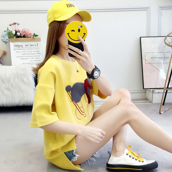 Bluză de damă modernă cu mâneci scurte și aplicare 3D în două culori