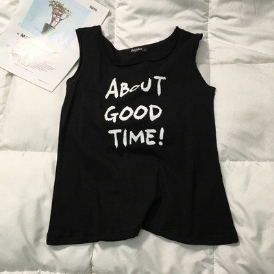 Γυναικείο καθημερινό αμάνικο με  επιγραφές σε τέσσερα χρώματα