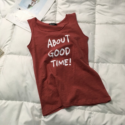 Γυναικείο καθημερινό αμάνικο με  επιγραφές σε τέσσερα χρώματα