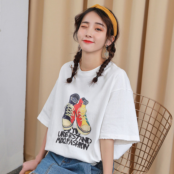 Női alkalmi blúz rövid ujjú fehér és rózsaszín O-nyakú