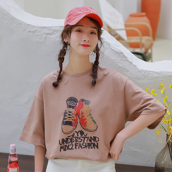 Női alkalmi blúz rövid ujjú fehér és rózsaszín O-nyakú