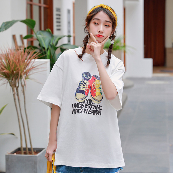 Női alkalmi blúz rövid ujjú fehér és rózsaszín O-nyakú