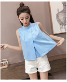 Női modern tanktop széles modell fehér és kék színben