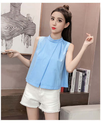 Női modern tanktop széles modell fehér és kék színben