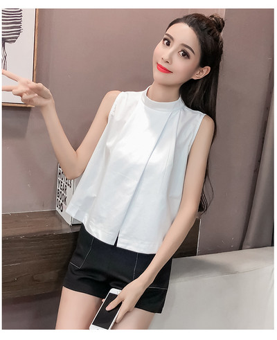 Női modern tanktop széles modell fehér és kék színben