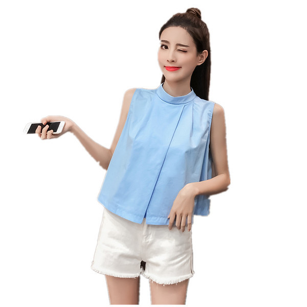 Női modern tanktop széles modell fehér és kék színben