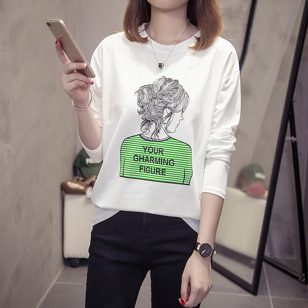 Κομψή γυναικεία μπλούζα με μακριά μανίκια και εκτύπωση