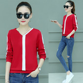 Γυναικεία καθημερινή μπλούζα με  μακρύ μανίκι  σε τρία χρώματα και V-ντεκολτέ