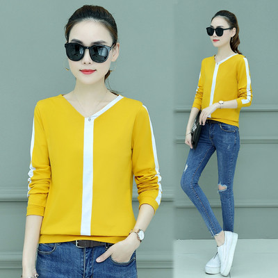 Γυναικεία καθημερινή μπλούζα με  μακρύ μανίκι  σε τρία χρώματα και V-ντεκολτέ