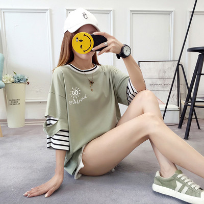 Μοντέρνα γυναικεία μπλούζα με εκτύπωση και Ο-λαιμόκοψη σε διάφορα χρώματα