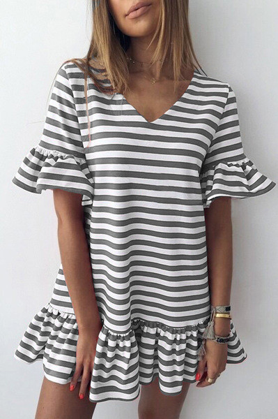 Lezser női csíkos ruha széles modell három színben