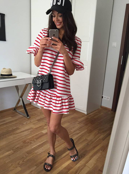 Lezser női csíkos ruha széles modell három színben
