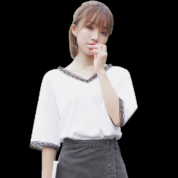 Stílusos női blúz két színben, csipkével és V-nyakkal