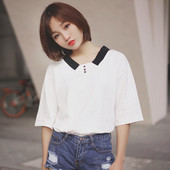 Bluza de dama eleganta in alb cu nasturi si guler