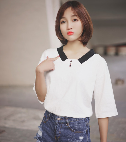 Bluza de dama eleganta in alb cu nasturi si guler